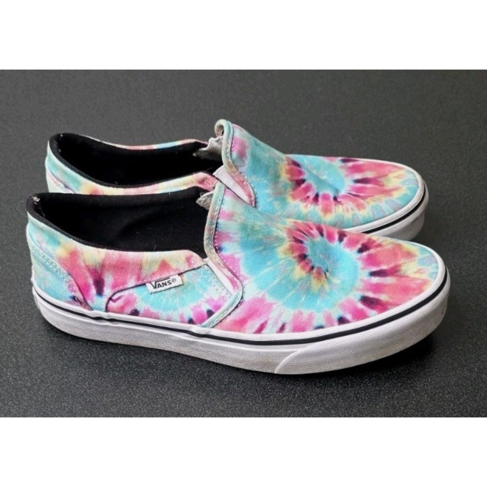 Vans Tie Dye Slip On Skate Shoes Sneakers Groovy Retro Women 8